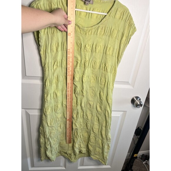 Flax Linen Lime Green Chartreuse Sleeveless Knee Length Dress Sz Petite M - Picture 5 of 10